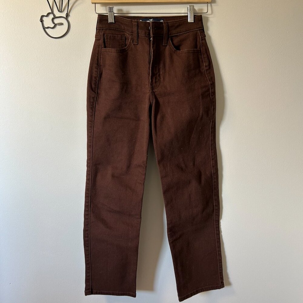 Hollister Straight Leg Dark Brown Jeans